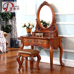 蒂舍尔欧式梳妆台 美式乡村实木化妆桌家用卧室妆台凳组合668 608