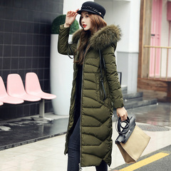 2016冬季新款韩版过膝超长款羽绒服女中长款加厚连帽修身女装外套