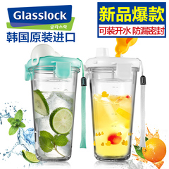 glasslock玻璃水杯韩国进口杯子卡通果汁杯可爱饮料杯耐热随手杯