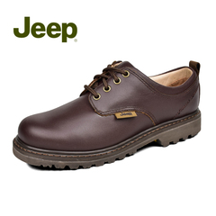 Jeep吉普男鞋 圆头牛皮舒适商务休闲鞋低帮系带皮鞋JP020