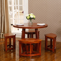 全实木餐桌椅组合小户型简约现代圆桌小圆桌橡木圆形饭桌B01