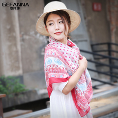 歌凡娜薄款长方形丝巾民族风元素格子围巾旅游必备大尺寸披肩围巾