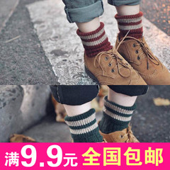 冬季女袜加厚女士双针加厚冬季保暖中高筒袜子女袜双针翻口羊毛袜