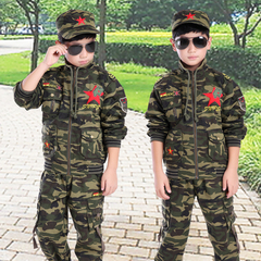 童装男童长袖迷彩服 秋装儿童长袖迷彩服套装 学生军装套装军训服