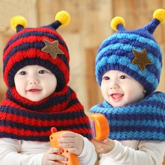 秋冬婴儿帽子6-12个月儿童加绒毛线帽男女童保暖帽透气宝宝帽子冬