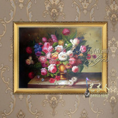 油画纯手绘古典欧式手工有框装饰画 餐厅客厅玄关挂画花卉油画