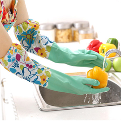 家用洗碗手套 耐用厨房洗碗手套 加绒家务防水橡胶塑胶手套加厚