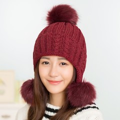 冬天帽子女韩版潮加绒针织毛线帽秋冬韩国时尚可爱加厚保暖护耳帽