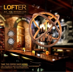 loft北欧复古创意灯具 服装店咖啡厅网咖麻绳灯 美式铁艺餐厅吊灯