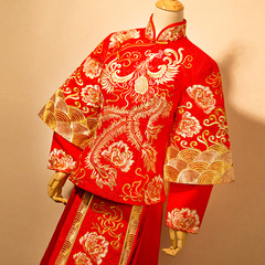秀禾服结婚敬酒服中式新娘礼服红色复古装旗袍秋冬嫁衣长袖秀和服