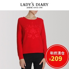 LADY’S DIARY/女性日记冬季新品保暖套头毛衣时尚绣花针织毛线衫