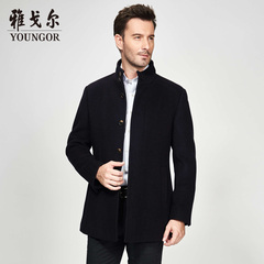 Youngor/雅戈尔2016年冬季新款男士含羊毛修身休闲毛呢大衣4414