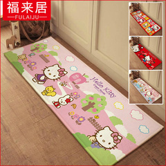 长款卡通hello kitty凯蒂猫法兰绒防滑垫地毯床边脚垫地垫飘窗垫