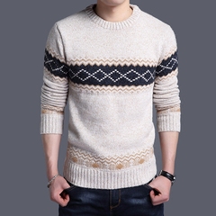 冬季新款加绒加厚毛衣男士圆领韩版学生保暖青少年针织羊毛衫男装