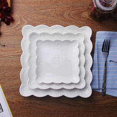 西餐盘牛排盘纯白盘子陶瓷方形意面盘浅盘平盘方盘碟子蛋糕盘