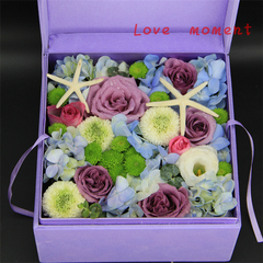 西安鲜花花店同城速递绣球玫瑰混搭方形礼盒表白求婚道歉生日礼物