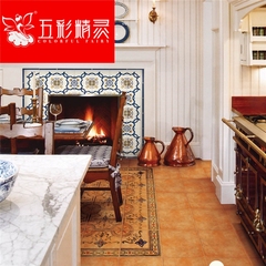 美式地中海客厅地花线卫生间防滑地砖花片瓷砖厨房仿古砖300X300