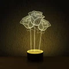 Woody 3D视觉效果氛围灯 创意夜灯 玫瑰花