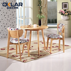 欧式全实木餐桌椅 双人组合 西餐台咖啡厅布艺餐椅洽谈小圆桌特价