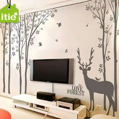 爱贴墙贴 壁纸 客厅卧室餐厅大型液晶电视背景-森林小鹿3