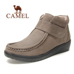 Camel骆驼女鞋磨砂女魔术贴高帮鞋秋冬季新款短靴女鞋子
