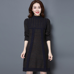 2016秋冬新款韩版中长款套头毛衣女长袖大码加厚半高领打底针织衫