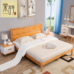 棠诗 全实木床 双人床1.8米北欧橡木现代简约床卧室家具