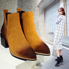 岚雨Fashion2016秋冬复古英伦新品短筒女短靴舒适牛皮切尔西靴