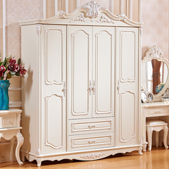 美嘉思欧式四门衣橱法式卧室雕花储物衣柜组合小户型家具整体衣柜