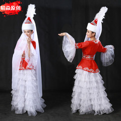 订做红白双色多层荷叶边裙哈萨克族服装长裙套装民族风女装SH-001