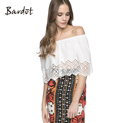 Bardot2016夏季新款一字肩露肩上衣荷叶边一字领上衣35064TB