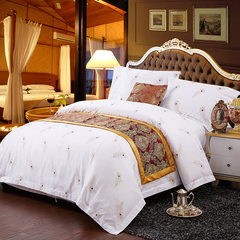 床上用品宾馆酒店纯色纯棉四件套全棉床单被套三件套1.8米2.0m