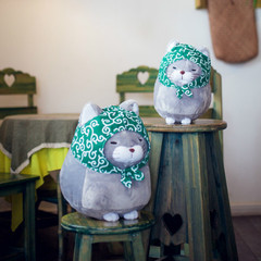 日本AMUSE胡子馒头猫咪公仔毛绒玩具抱枕福气系列布娃娃生日礼物