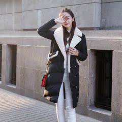 2016冬季新款韩国版宽松加厚欧美羽绒服女装 过膝羊羔毛 中长款潮