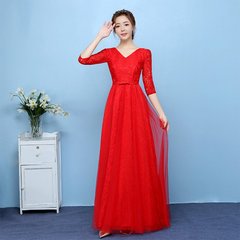 敬酒服新娘2016新款长款孕妇结婚礼服短款显瘦高腰大码长袖女红色