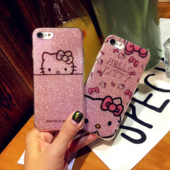 粉红猫奢华闪粉iphone6/6s 6plus手机壳 苹果iPhone7/7Plus软胶壳