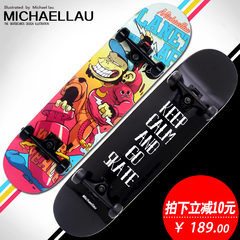 michaellau/滑板 专业长板四轮滑板 儿童成人代步公路双翘滑板车