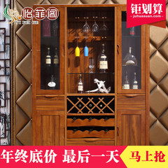 现代中式全实木红酒柜隔断柜餐边柜储物柜茶水碗柜客餐厅酒柜实木