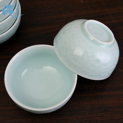 汝窑青瓷饭碗纯色简约陶瓷汤碗中式餐具面碗瓷碗高端酒店家用古典