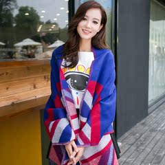 2015年秋冬季韩版仿羊绒米字国旗围巾女百搭加厚围巾披肩两用