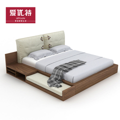 现代简约榻榻米床1.8米双人床1.5m软靠床婚床 卧室家具矮床