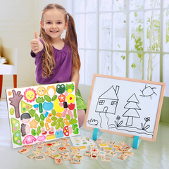 木制双面画板画架 磁性拼拼乐 儿童玩具拼图 数字棒多米诺组合