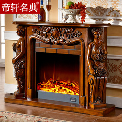 帝轩名典 欧式壁炉装饰柜 美式实木象牙白壁炉架美女雕像 1.3米