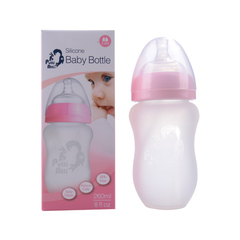 香港代购Putti Atti韩国进口婴儿宝宝防摔全硅胶奶瓶 带吸管手柄