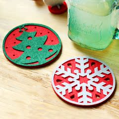 节日装饰用品 红色圣诞派对装饰桌面餐垫 聚会家用儿童杯垫