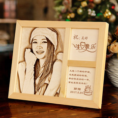 情人节送男友女友创意diy生日礼物女生闺蜜实用木刻画定制照片