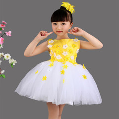 新款儿童公主纱裙表演服装幼儿现代舞蹈连衣裙女童蓬蓬裙演出2016