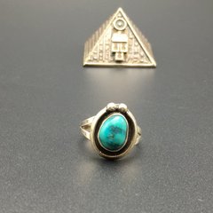 1980s美国印第安Navajo纳瓦霍天然绿松石925纯银古董个性孤品戒指