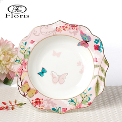 floris 欧式水果盘客厅蛋糕盘创意陶瓷零食干果盘点心盘花边窝盘