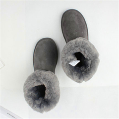 正品澳大利亚CE雪地靴女中筒靴加厚真皮5825牛筋底钢标雪地靴灰色